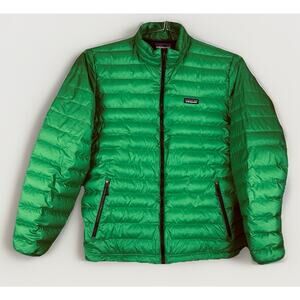 Patagonia Jacket Mens XL Kelly Green Black Down Insulated Puffer Rare Colorway